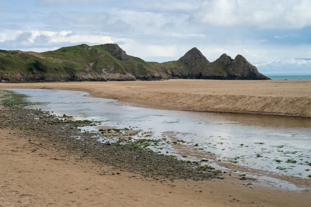 Three Cliffs Bay s říčkou Pennard Pill